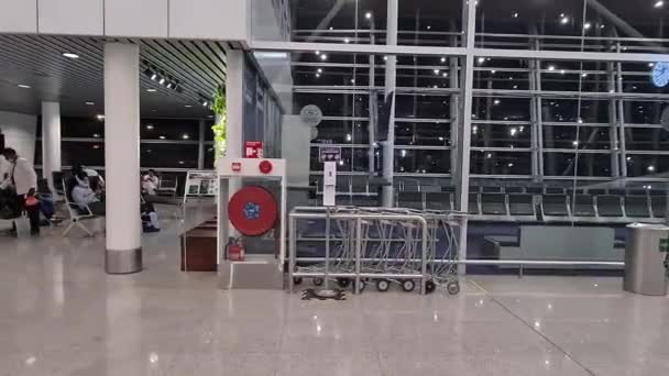 Корейський Хлопчик Дівчинка Які Чекають Аеропорту — стокове відео