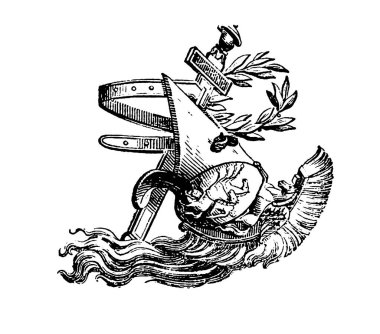 Antique engraving of military vignette. Published in Proben-Album, Buchdruckerei Julius Klinkhardt, Leipzig, Germany (1881).