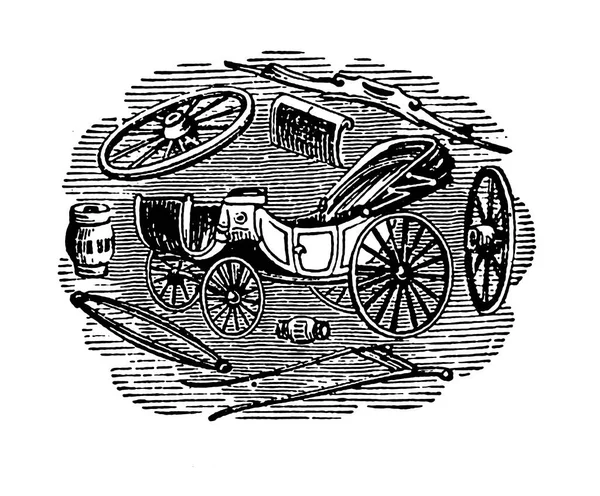 Antique 19Th Century Illustration Carriage Print Published Proben Album Buchdruckerei — Stockfoto