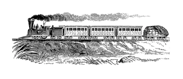 19th-century illustration of steam train. Published in Proben-Album, Buchdruckerei Julius Klinkhardt, Leipzig, Germany (1881).