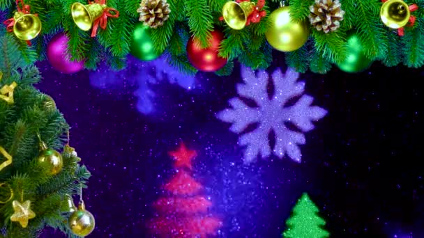 Albero Natale Rami Albero Natale Decorati Con Decorazioni Natalizie Sullo — Video Stock