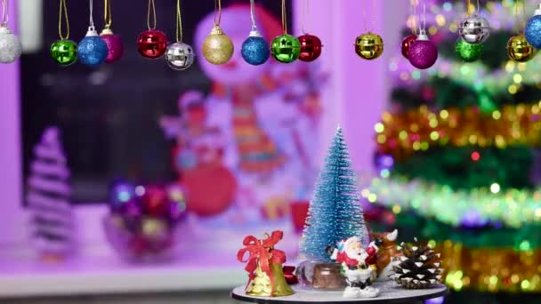 Contexto Natal Com Bolas Ano Novo Penduradas Estande Uma Árvore — Vídeo de Stock