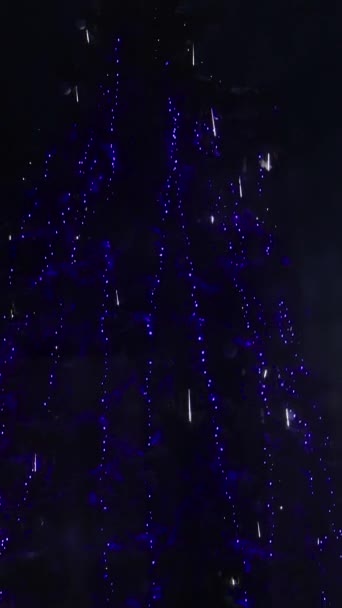 Коричневий Різдвяний Будинок Тлі Великої Вертикальної Ялинки — стокове відео
