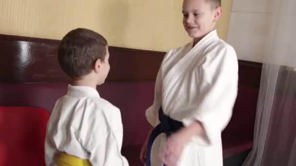 Хлопчики Тренують Техніку Ухилення Від Ударів — стокове відео
