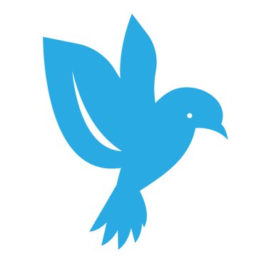Beyaz arka planda basit bir mavi kuş logosu. Vektör illüstrasyonu.