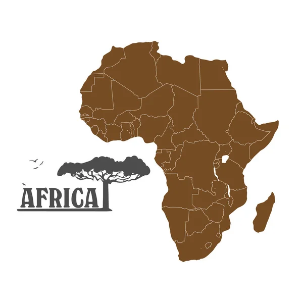 Vektor Illusztráció Afrika Kontinense Barna Afrika Országainak Térképe Fehér Alapon — Stock Vector