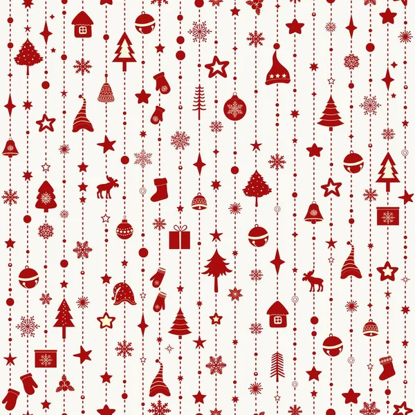Christmas Seamless Pattern Christmas Elements White Background — Stock Vector