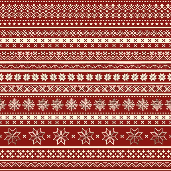 赤の背景にクリスマス シームレスな装飾的なパターン — ストックベクタ