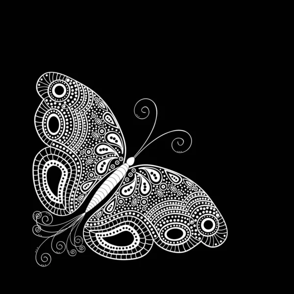 Carte Papillon Abstraite Illustration Noir Blanc — Image vectorielle