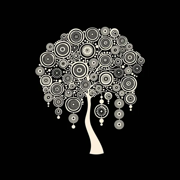 Stylizovaný Abstraktní Strom Pro Váš Design Černobílá Ilustrace Royalty Free Stock Ilustrace