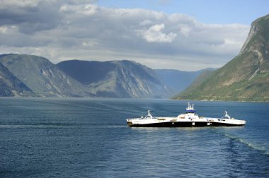 Nored Fjord, Norveç - 28 Haziran 2022: Mannheller 'den Fodnes ferjekai feribotuna