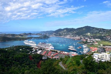 Charlotte Amalie, ABD Virgin Adaları - 3 Şubat 2024: Charlotte Amalie limanında Norveçli Viva ile birlikte Büyülü Prenses