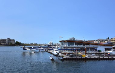 Victoria, Canada - 29th June 2024:Sea plane arriving at the seaplane harbour clipart