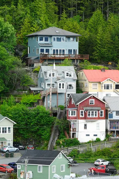 stock image Traditional homes built on the hillside in Ketchikan