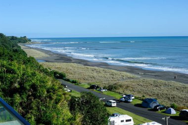 Oakura camp site along the sea front, New Zeland clipart