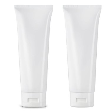 Yüz bakımı için bir tüp krem, beyaz arka planda izole edilmiş.