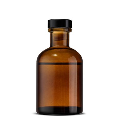 İzole edilmiş cam ilaç şişesi.