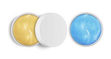 Bir ürünün dizaynı için yuvarlak düğmeler beyaz arkaplan üzerinde, 3 boyutlu oluşturma