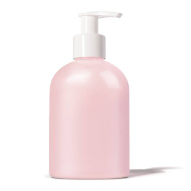 Beyaz üzerine izole edilmiş plastik bir sabun şişesi.