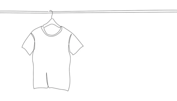 Футболка Один Сплошной Рисунок Линии Рубашка Вешалке Концепция Прачечной Магазина — стоковый вектор