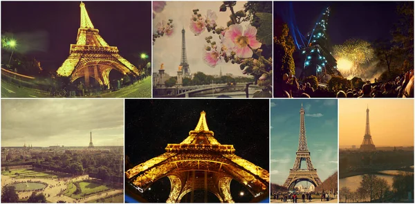 Beautiful Photos Paris Eiffel Tower Famous Place Landmark Paris Collage — Stock Photo, Image