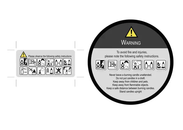 Етикетки Безпеки Сірому Підлоговому Етикетці Іконками Свічок Векторні — стоковий вектор