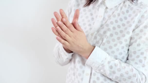 Hands Gesturing Close White Background Public Speaking — Stok video