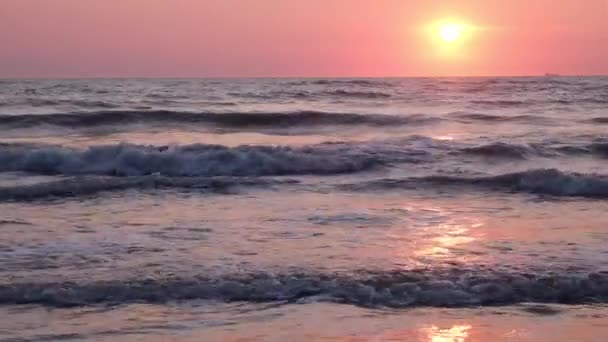 Caldo Tramonto Sul Mare Adriatico Zona Durazzo Spiaggia Del Golem — Video Stock