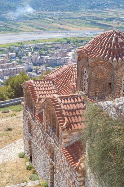 Historisk Ortodox Kyrka Uppe Vid Berat Slott Berat Albanien Högkvalitativt Royaltyfria Stockfoton