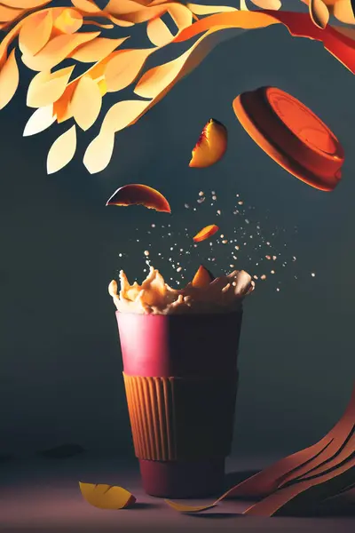 Peach Juice Milkshake Dricka För Att Stänk Papper Skära Konst Royaltyfria Stockbilder