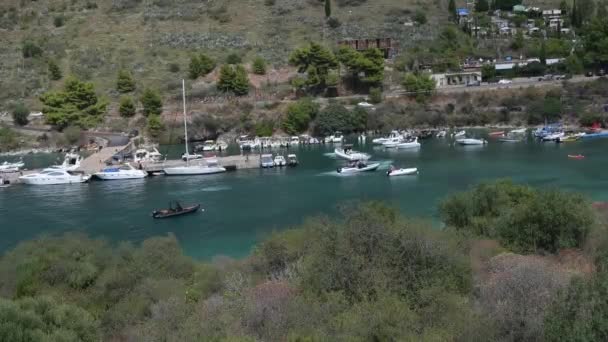 Porto Palermo Albania August 2023 Yachts Parking Bay Southern Albania — Stock Video