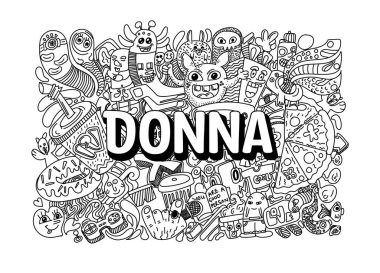 Donna # isim karalama sanatı için el çizimi resimleme sanatı