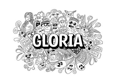 Hand-drawn name illustration doodle art for -   Gloria #name doodle art clipart