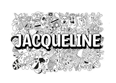 Jacqueline # isim karalama sanatı için el çizimi resimleme sanatı