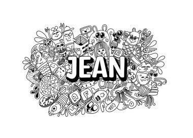 Jean # isim karalama sanatı için el çizimi resim sanatı