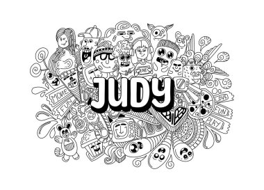 Judy # adı karalama sanatı için el çizimi resimleme sanatı