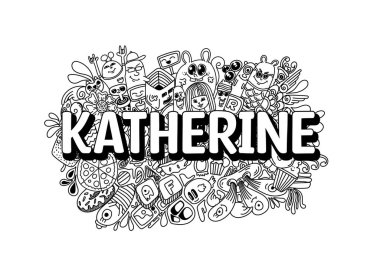 Katherine için el çizimi isim karalama sanatı # karalama sanatı