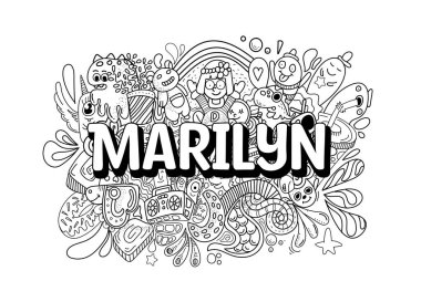 Marilyn için el çizimi isim çizimi karalama sanatı # isim karalama sanatı