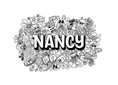 Nancy # isimli karalama sanatı için el yapımı isim çizimi.