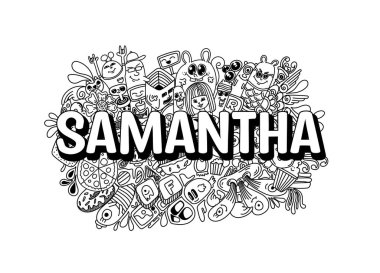 Samantha 'nın el yapımı resimli karalama sanatı.