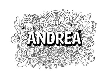 Andrea # isim karalama sanatı için el çizimi resim sanatı