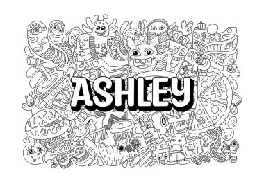 Ashley # isim karalama sanatı için el çizimi resimleme sanatı