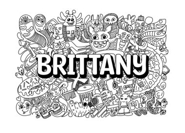 Brittany # adı doodle sanatının el yapımı resimli karalama sanatı