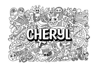 Cheryl # karalama sanatı için el yapımı isim çizimi.