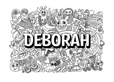 Deborah 'ın el yapımı resimli karalama sanatı.