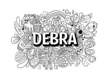 Debra 'nın el çizimi resimli karalama sanatı.