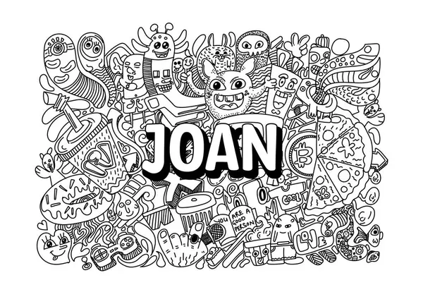 stock image Hand-drawn name illustration doodle art for - Joan  #name doodle art