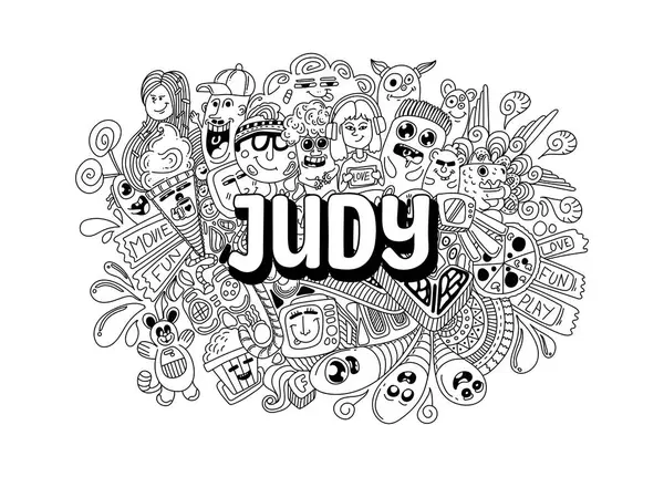 stock image Hand-drawn name illustration doodle art for -   Judy  #name doodle art