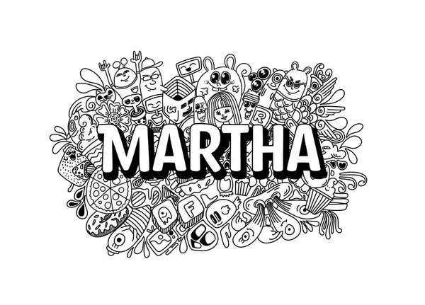 Martha # markalı karalama sanatı için el yapımı isim çizimi.
