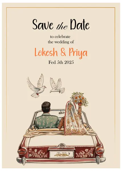 Çiftle Hint düğün davetiyesi